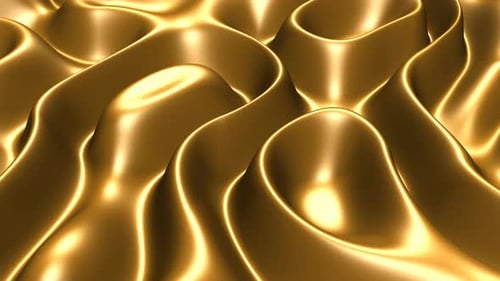 Golden Abstract Fluid Waves Seamless Loop