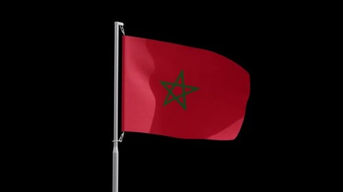 Realistic Morocco Flag Waving with Alpha Channel