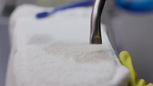 Steaming Cleaning Countertop with Gloves and Nozzle
