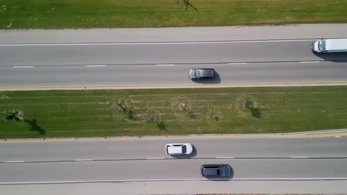 Aerial View of Vehicles on Highway