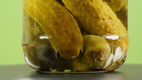 Salted Pickles in Jar Can Cucumbers Preservations Conservation Salted Hungarian Pickled Cucumbers in