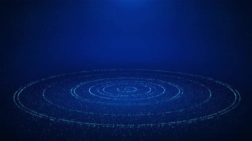 Futuristic Digital Particle Circles Expanding Background Loop