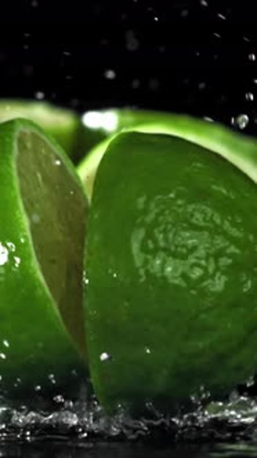 Lime Drop on the Table Filmed on a Highspeed Camera at 1000 Fps