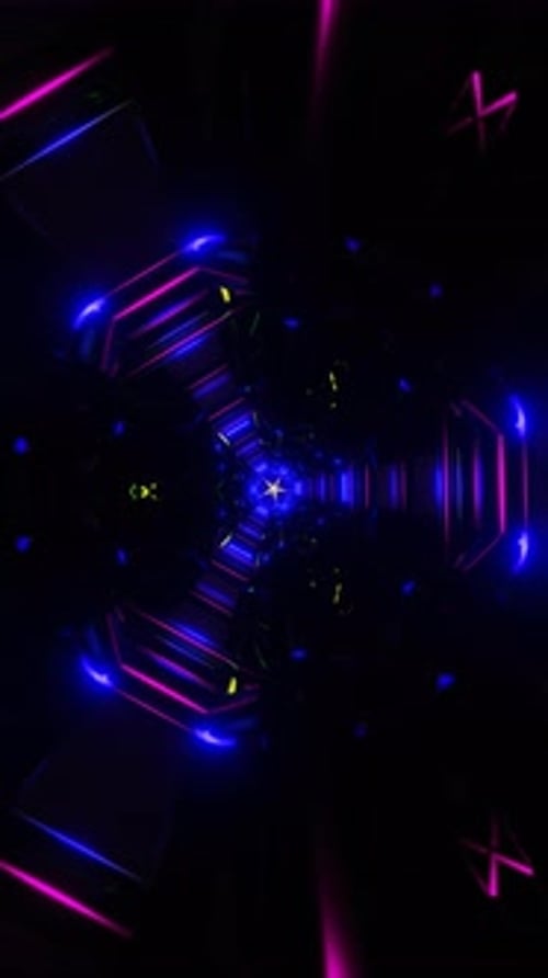 Vertical Video of Mesmerizing Abstract Kaleidoscope with Seamless Neon Visuals