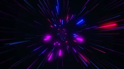 Neon Warp Speed Light Tunnel Abstract Background