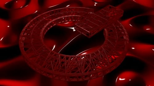 Abstract Red Rotating Q Letter Truss Structure Animation