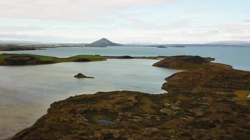 Volcanic Craters and Serene Lake at Skútustaðagígar, Iceland