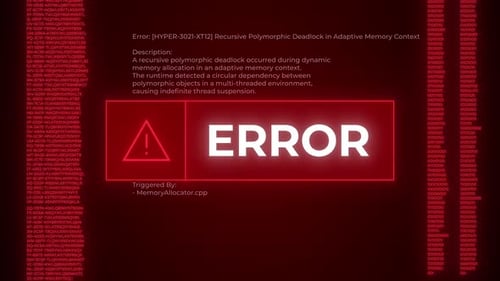 CGI einer kritischen Software-Fehlermeldung auf dem Computerbildschirm in Rot