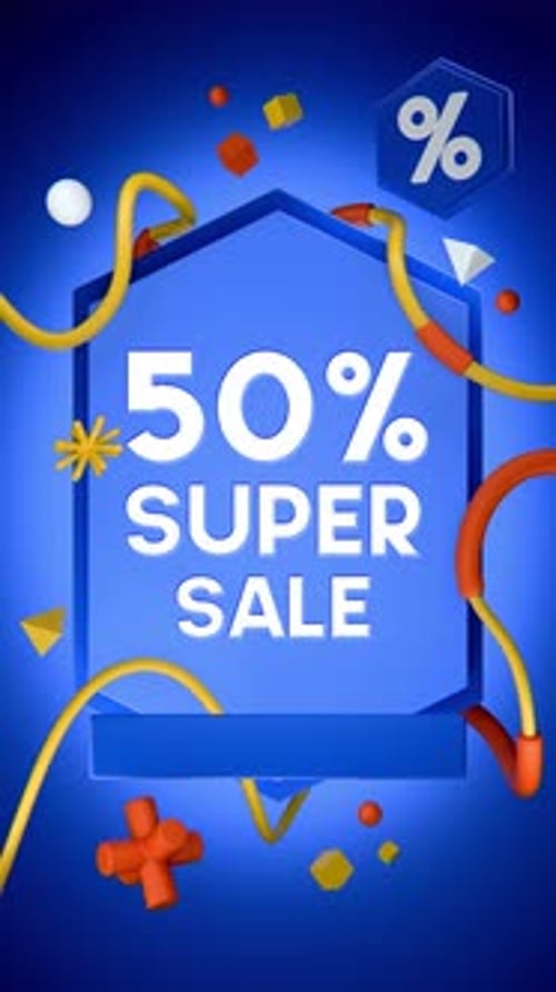 Animated 3D Super Sale Vertical Promotion