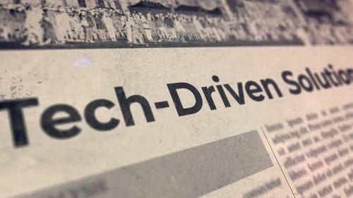 Retro Glitch Text Reveal On Old Newspaper Headline