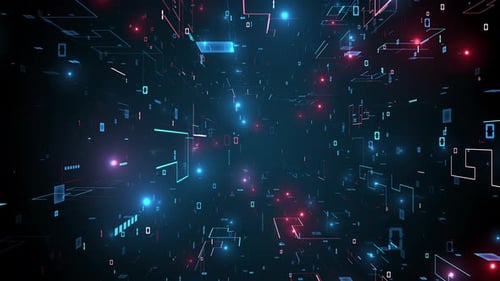 Cybernetic Warp Speed Business Corporate Technology Particles Tunnel Digital Background Loop