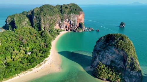 Aerial View of Tropical Beach and Turquoise Waters