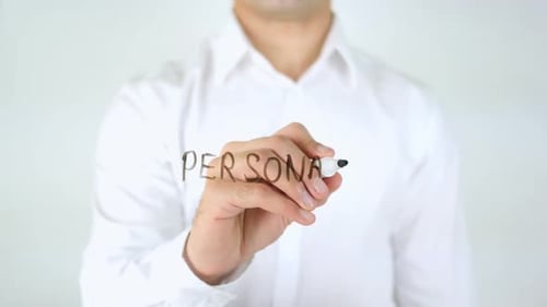 Personas, Man Writing on Glass