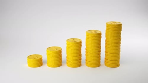 Animated Gold Coin Stacks Business Growth Chart