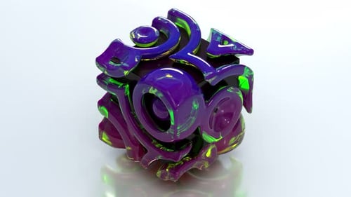 Abstract Purple Voronoi Cube 23 4K