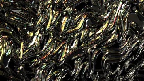 Abstract Iridescent Metallic Fluid Texture Animated Background