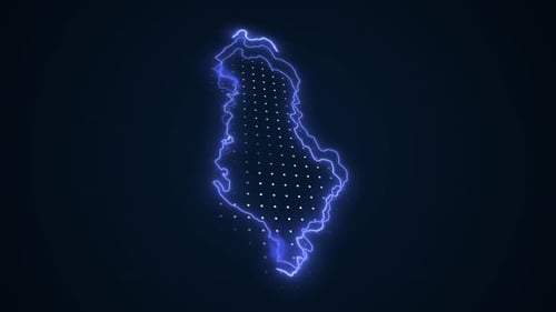 Animated Glowing Map Outline with Digital Dots Effect