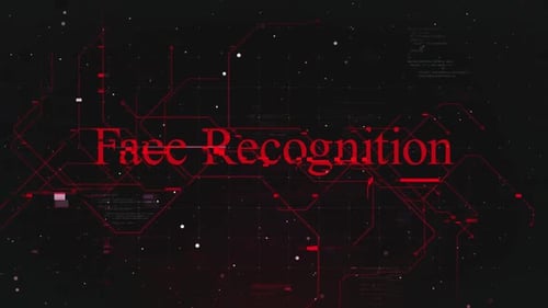 Texto de reconocimiento facial sobre un fondo futurista del ciberespacio