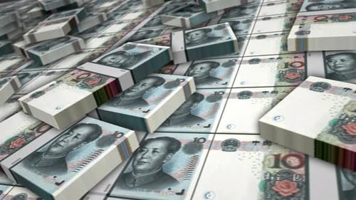 China yuan renminbi money banknote pack loop