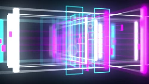 3D Geometrical Neon Space Background VJ Loop