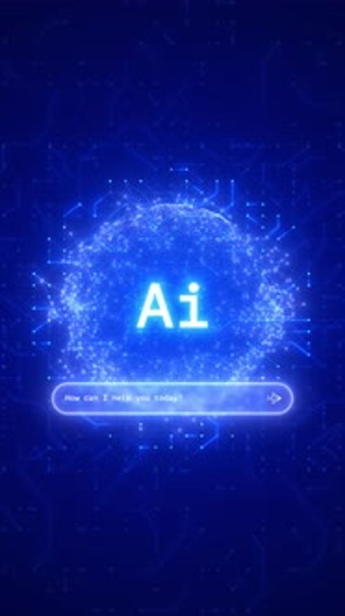 AI Chatbot Interface Glowing Sphere – Digital Artificial Intelligence Assistant Chat Prompt