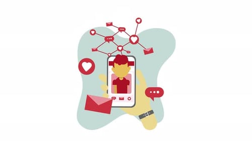 Flat Design Social Media Network on Mobile Phone