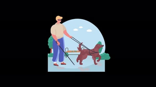 Mit einem glücklichen Hund im Park spazieren gehen: Eine moderne Vektorillustration der Freundschaft mit Haustieren
