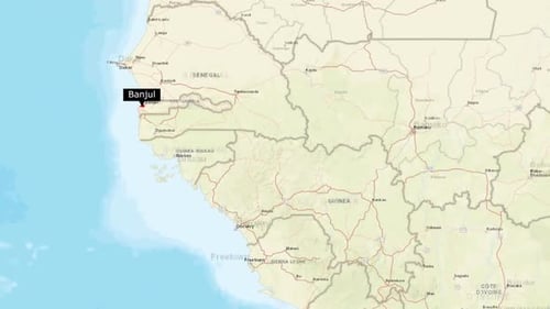 Banjul Map Red Color