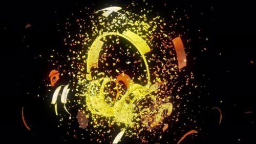 Modern Yellow Headphones with Particle Dissolve Effect