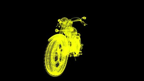 Futuristic Rotating Wireframe Motorcycle