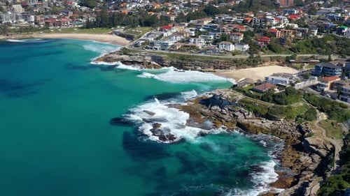 Tamarama And Bronte Beaches At Eastern Suburbs, Sydney, New South Wales, Australia. - Aerial Drone S