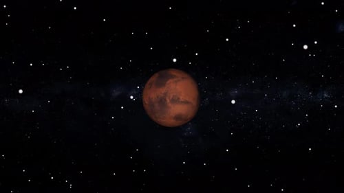 Rotating Mars Planet in Outer Space with Stars Background