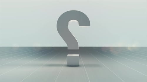 Rotating 3D Metallic Question Mark Symbol