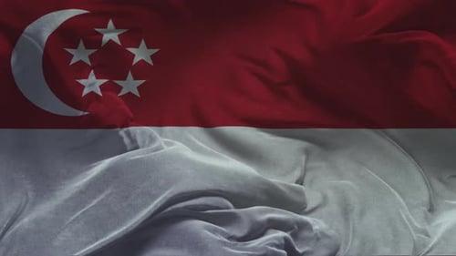Waving Singapore Flag Animation with Textured Fabric Effect