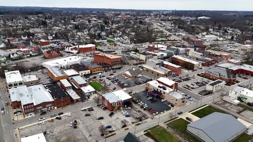 Ashland Ohio, downtown, aerial drone