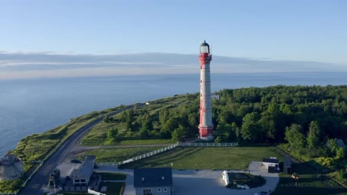 Light House and Baltic Sea Landscape in Summer time,