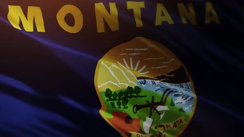 Montana State Flag Waving - 4K