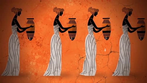 Artistic Ancient Greek Pottery Style Women Animation