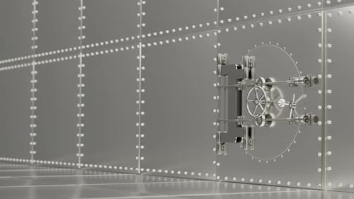 Bank vault door opening mechanism animation