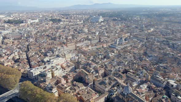 Slow aerial rotation of the city of Rome Italy, Overhead Stock Footage ...