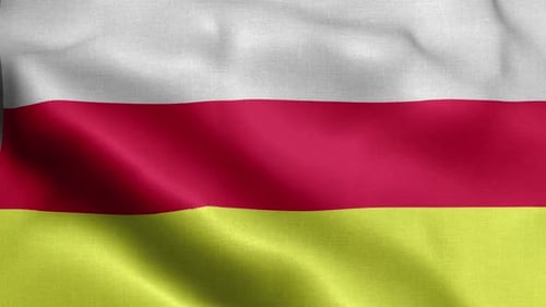 Waving South Ossetia Flag Realistic Fabric Loop Animation