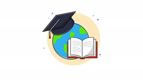 4K Earth with Book. Education Concept Animation Video