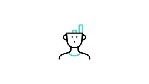 Minimalist Human Head Icon with Growing Data Bars Animation