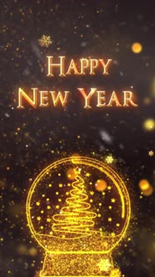 Glowing Snow Globe Christmas Tree Happy New Year Animation