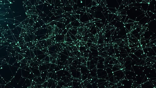 Futuristic Digital Network of Green Dots and Lines Background Loop
