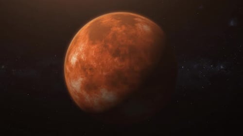 Rotating Red Planet in Deep Space Background Loop