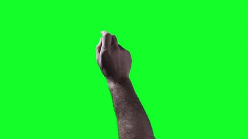Male Hand Swiping Down and Then Up on Touchscreen Gesture, Green Screen Background - 4K