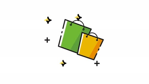 Bouncing Sketch Style Shopping Bags Animation