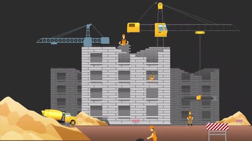 Building Construction Workers Alpha Channel