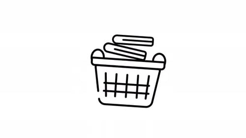 Animated Minimalist Laundry Basket with Clothes Icon